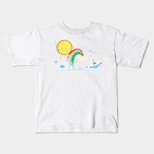 Crouching Sunshine Hidden Rainbow Kids T-Shirt